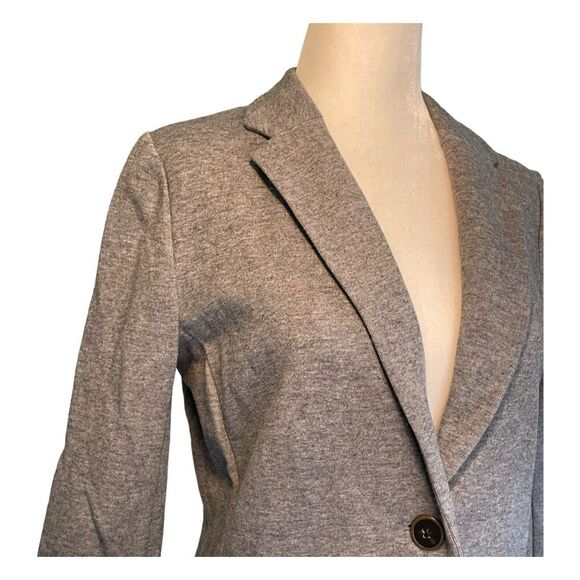 Old Navy Classic Ponte Knit Blazer Heather Gray Two Button Long Sleeves Cropped - Picture 2 of 6